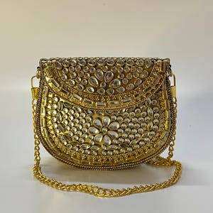 Kundan mosaic box clutch