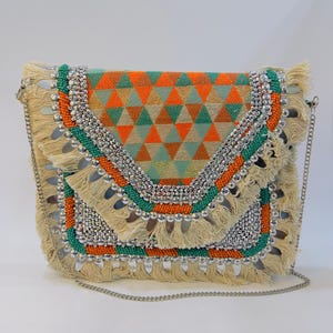 Handmade boho banjara beaded clutch