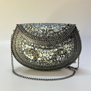 Boho metal mosaic clutch