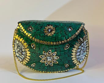 Indian handmade metal mosaic purse
