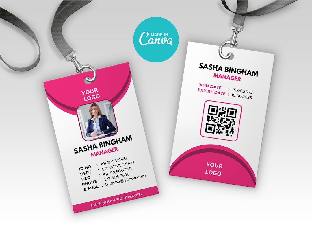 Editable Photo ID Card Template Printable ID Badge Canva Etsy Editable Photo ID Card Template Printable ID Badge Canva Etsy