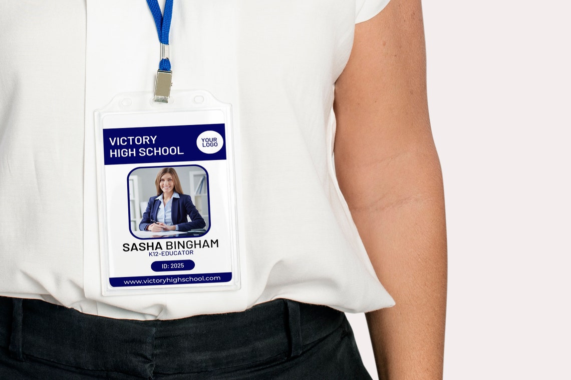 Custom ID Badge Editable ID Card Template Teacher Badge ID Name Badge