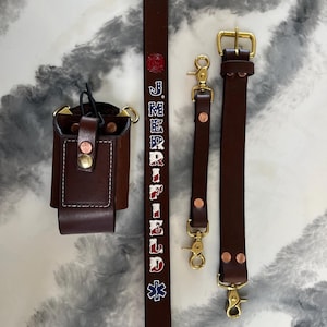 Custom Leather Firefighter Radio Strap and Holster Set, Fire and Ems ****READ ITEM DESCRIPTION Under Item Details****