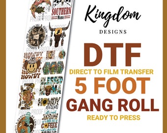 Western DTF Transfer Gang Roll | Ready To Press 22" x 60" Direct To Film Transfer Roll | Heat Press Transfer