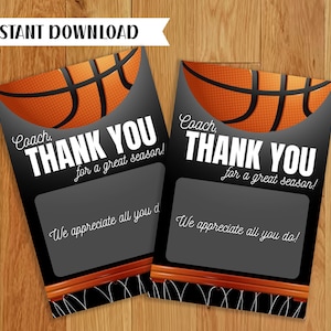 Cadeau de remerciement pour entraîneur - étiquettes cadeaux à imprimer - carte-cadeau pour entraîneur de basket-ball - TÉLÉCHARGEMENT IMMÉDIAT