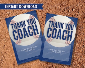 Etichette regalo di ringraziamento per l'allenatore di baseball – Biglietto MVP stampabile (download digitale)