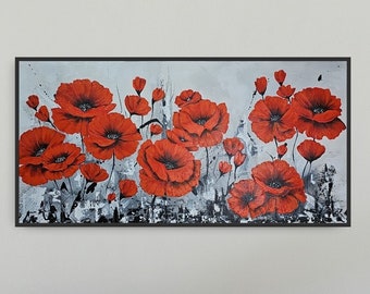 ORYGINALNY Wandbild 50x100 cm Abstrakte Kunst Blumenmotive Interiordesing Moderne Kunst Acryl Farben Original Bild Unikat HANDGEMALT