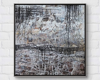 ORYGINALNY Wandbild 80x80cm Abstrakcyjny Malerei Strukturbild Moderne Kunst Acryl Farben Leinwand Mischtechnik Interiordesing Unikat HANDGEMALT