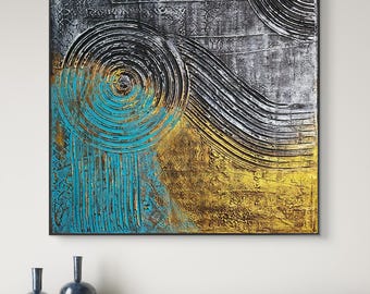 ORIGINAL Wandbild 40x40cm Abstrakte Malerei Strukturbild Moderne Kunst Acryl Farben Mischtechnik Leinwand Interiordesing Unikat HANDGEMALT