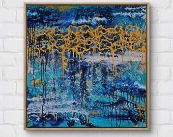 ORYGINALNY Wandbild 80x80cm Abstrakcyjny Malerei Strukturbild Moderne Kunst Acryl Farben Leinwand Mischtechnik Interiordesing Unikat HANDGEMALT