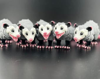 Handmade 3D Printed Opossum Figure – Unique Posable Desk Decor