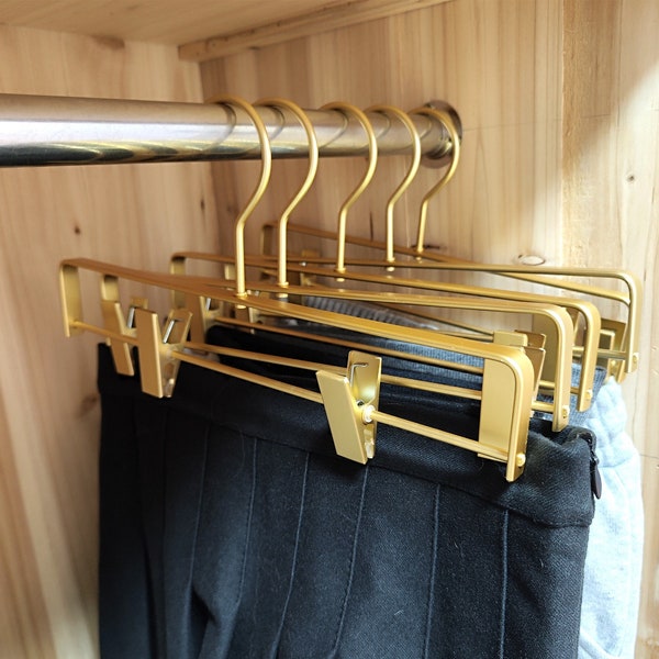 Cintres pour pantalons avec clips, lot de 5/10, Cintres antidérapants réglables, Cintres en métal pour jeans
