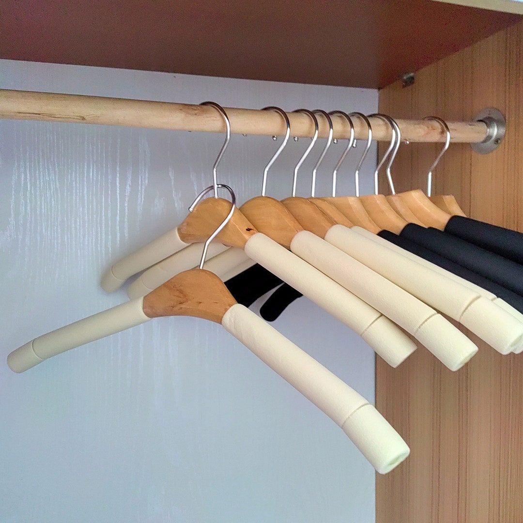10pcs/set Padded Clothes Hangers, Padded Wooden Coat Hangers, Foam No