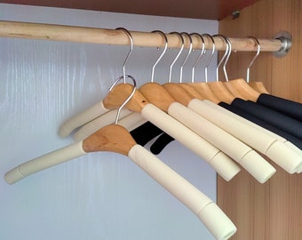 10PCS/Set Padded Clothes Hangers, Padded Wooden Coat Hangers, Foam No Bumps Hangers,No Slip Hangers for Jerseys