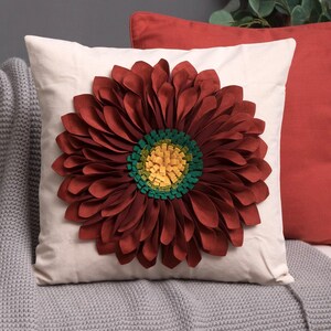 Handmade Throw Pillow Covers 18x18 Inch Blue 3D Sunflower Cushion Covers Decorative Pillowcases Couch Living Room Farmhouse Decor Red