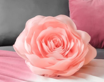 3D Rose Flower Accent Pillows with Insert/ Spring Decor Throw Pillow / Velvet Decorative Throw Pillow/ Bed Couch Cushion for Home Decor