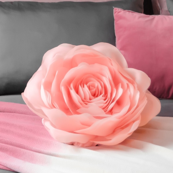 3D Rose Flower Accent Pillows with Insert/ Spring Decor Throw Pillow / Velvet Decorative Throw Pillow/ Bed Couch Cushion for Home Decor