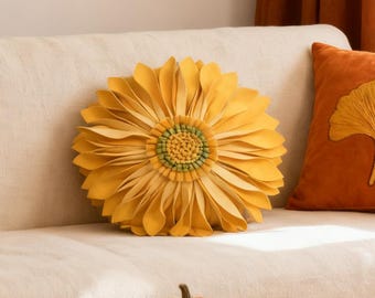 Frühlingsdekokissen Samt Gänseblümchen Dekokissen: Gelbes Blumenakzentkissen Wohnkulturkissen
