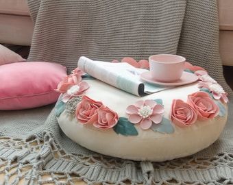 Velvet Flower Floor Cushion: Round Meditation Pillow, Home Decor