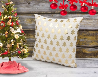 Christmas Tree Velvet Throw Pillow Cover 18x18, Winter Holiday Decor Pillowcase, Print Accent Pillow Cushion Cover Home Decor Bed Farmhouse