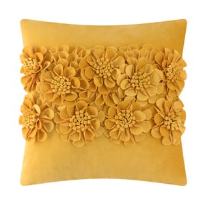 Velvet Daisy Flower Throw Pillow Cover: Fall Home Decor 18x18