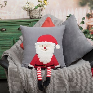 Funda de almohada decorativa 3D de Papá Noel, 45,7 x 45,7 cm, regalo divertido para cama, sofá o sofá de estilo rústico.