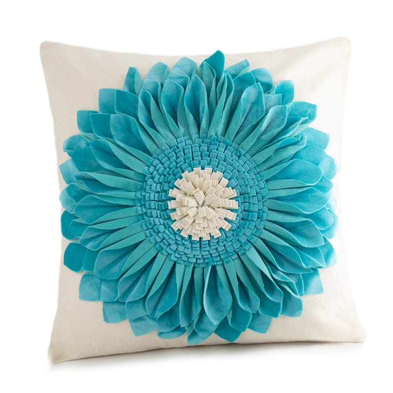 Handmade Throw Pillow Covers 18x18 Inch Blue 3D Sunflower Cushion Covers Decorative Pillowcases Couch Living Room Farmhouse Decor image 8