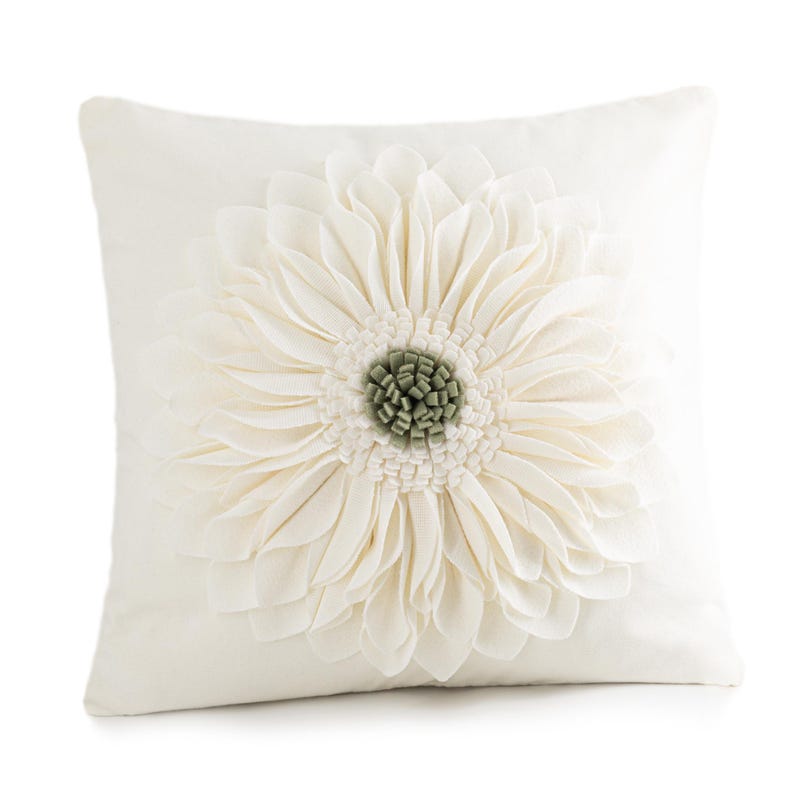 Handmade Throw Pillow Covers 18x18 Inch Blue 3D Sunflower Cushion Covers Decorative Pillowcases Couch Living Room Farmhouse Decor White