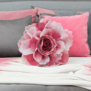 Cojines decorativos con flores de peonía 3D con inserto / Cojín con acento floral único / Funda de cojín de terciopelo para sofá cama, dormitorio o sofá