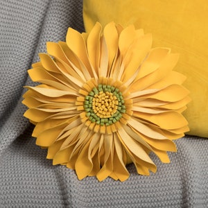 Cojín decorativo con margaritas, cojines decorativos de terciopelo, bonito cojín floral amarillo, idea de regalo, cojín decorativo para sofá cama.