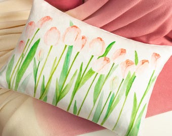 Spring Tulip Pillow 14x20 Floral Decorative Cushion Sofa Decor Pillow