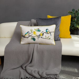 Funda de almohada larga con diseño de pájaro colorido de verano, funda de almohada con estampado de animales, bordado, decoración del hogar, regalo para cama, sofá, dormitorio, sala de estar