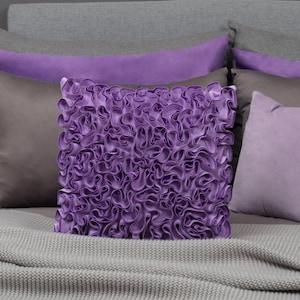 3D Flower Velvet Pillow Cover: Purple Suede Accent Pillowcase 18x18