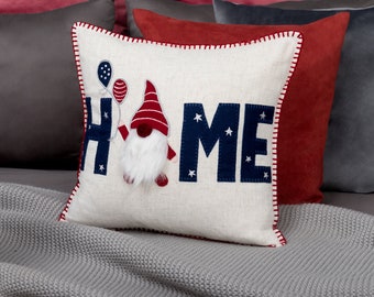 Christmas Decorative Throw Pillow Cover 18x18, 3D Santa Claus Pillowcase Funny Christmas Gnomes Accent Pillow for Farmhouse Bed Bedroom Sofa