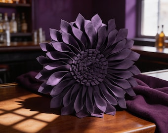 3D Purple Flower Accent Pillow: Handmade Throw Pillow Home Decor