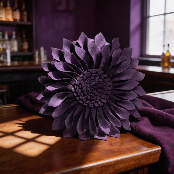 3D Purple Flower Accent Pillow: Handmade Throw Pillow Home Decor