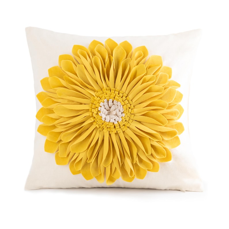 Handmade Throw Pillow Covers 18x18 Inch Blue 3D Sunflower Cushion Covers Decorative Pillowcases Couch Living Room Farmhouse Decor Yellow