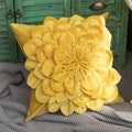 Decorative 3D Flower Throw Pillow Covers Soft Velvet Handmade Pillowcases Cushion Covers for Couch Bed Living Room Home Decor 18x18 Inch