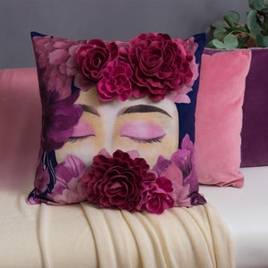 Fundas de almohada de terciopelo de 18 x 18 cm con diseño de flores 3D, decorativas y suaves, ideal como regalo para sofá, cama, dormitorio o sala de estar.