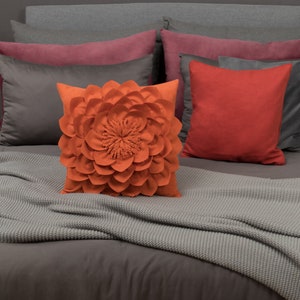 Peony Flower Velvet Throw Pillow Covers Set 18x18, Decorative Accent Pillowcase Cushion Cover Unique Home Decor for Couch Bed Living Room Orange