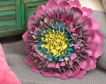 3D Flower Velvet Pillow Cover: Decorative Accent Cushion (14x14 inch)