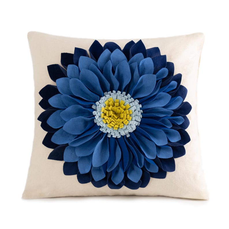 Handmade Throw Pillow Covers 18x18 Inch Blue 3D Sunflower Cushion Covers Decorative Pillowcases Couch Living Room Farmhouse Decor Blue