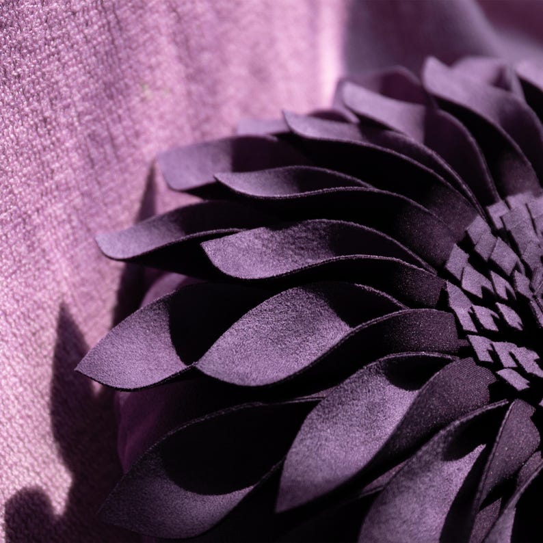3D Purple Flower Accent Pillow: Handmade Throw Pillow Home Decor image 6