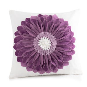 Handmade Throw Pillow Covers 18x18 Inch Blue 3D Sunflower Cushion Covers Decorative Pillowcases Couch Living Room Farmhouse Decor Purple