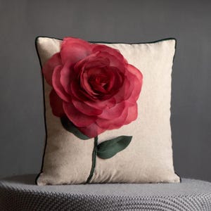 Valentines Rose Throw Pillow Cover 3D Flower Pillow Case Floral Decorative Square Cushion Cover for Sofa Bed Living Room Couch 18 x 18