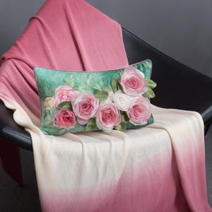 Funda de almohada lumbar larga de 30 x 50 cm, regalo de decoración de verano para el hogar, funda de almohada con flores 3D, funda de almohada de terciopelo para cama, sofá o sofá.