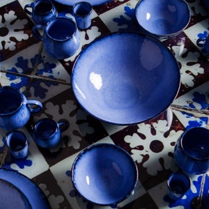 Keramik Müslischalen-Set handgemacht aus Portugal in blau 15cm Bild 5