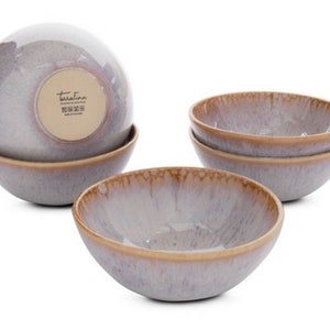 Ceramic cereal bowl set handmade from Portugal in gray with decorated edge 15 cm image 5