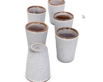 Keramik Espresso Becher Set  aus Portugal in grau-blau