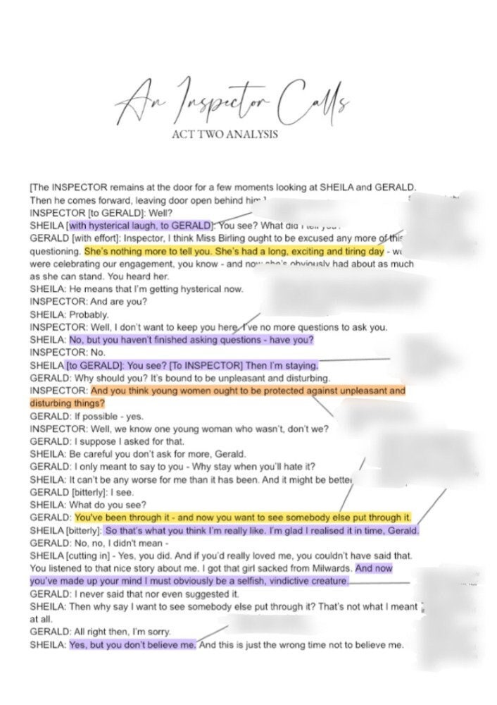 An Inspector Calls Act 2 Full Analysis Etsy